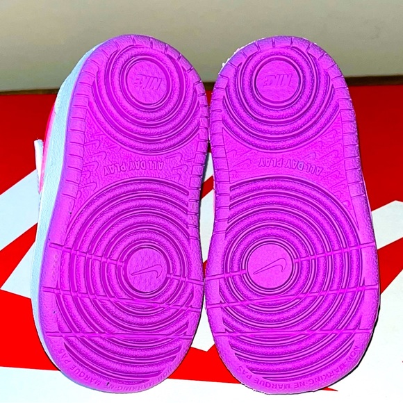 **SOLD** Nike Court Borough 2 Low (White, Pink, and Purple) TD Size 4C - $35 - Picture 9 of 10